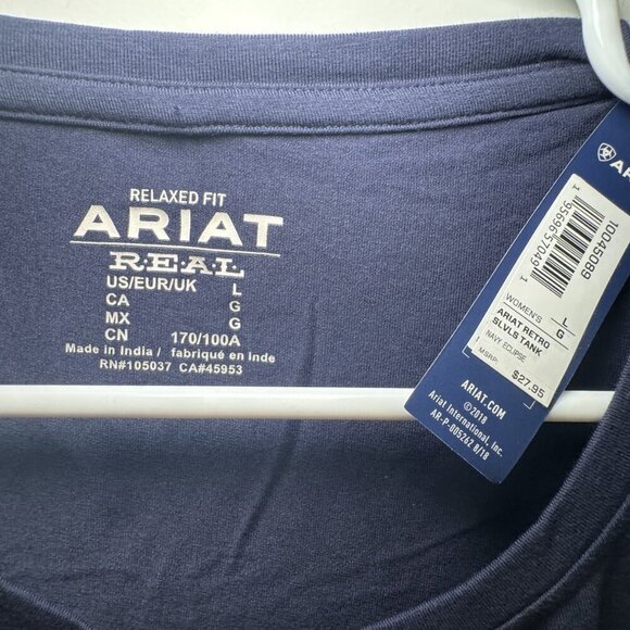Ariat Size Large (L) Ariat Women's Navy Tank Top with Coral Logo and Stars Graph - Picture 4 of 4